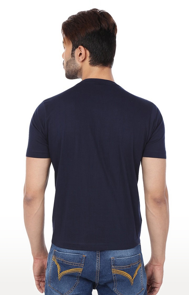 Men's Blue Cotton Printed Regular T-Shirts