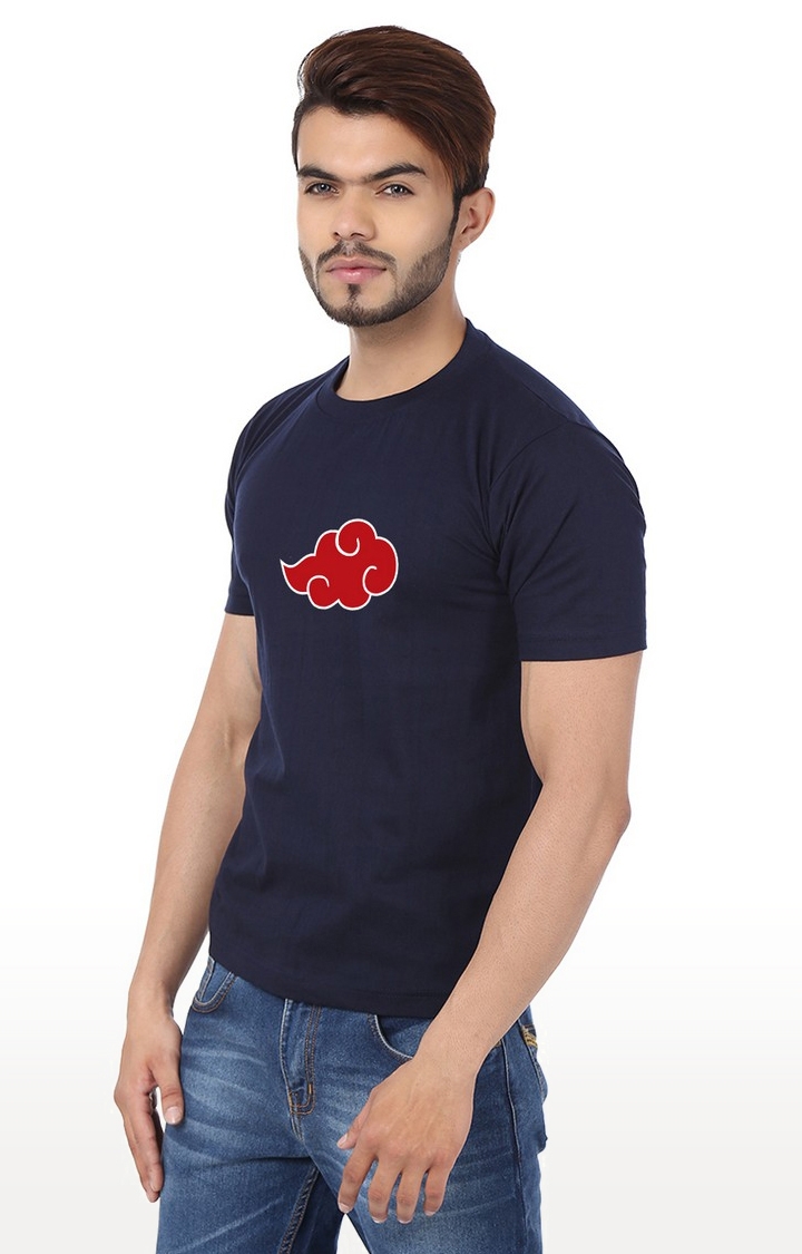 Weardo | Men's Blue Cotton Printed Regular T-Shirts 1