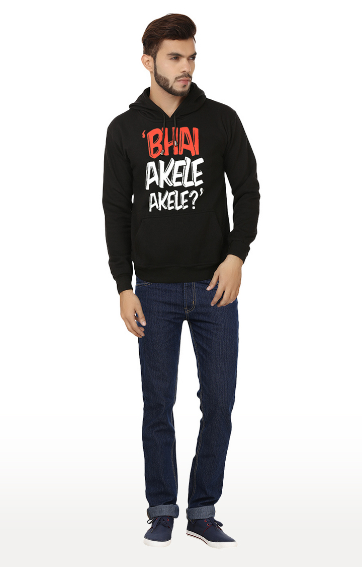 Men's Black Polycotton Printed Hoodies