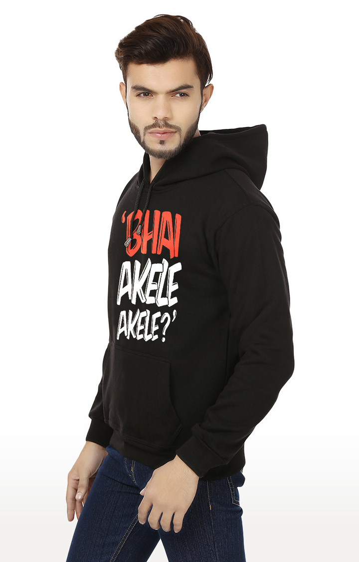 Men's Black Polycotton Printed Hoodies
