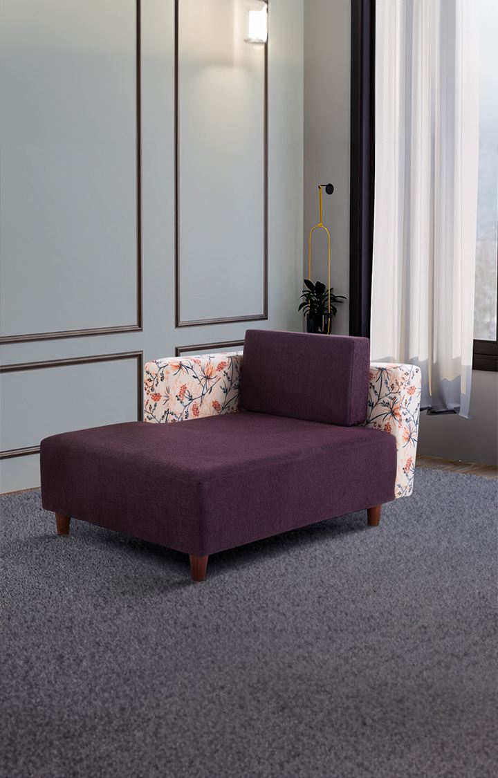 neudot Hailey Duet Fabric 1 Seater RHS Lounger in Floral Paradise Purple Colour
