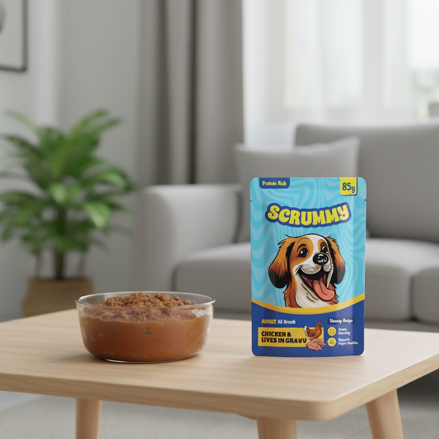 Scrummy Chicken & Liver Wet Dog Food - 85 g