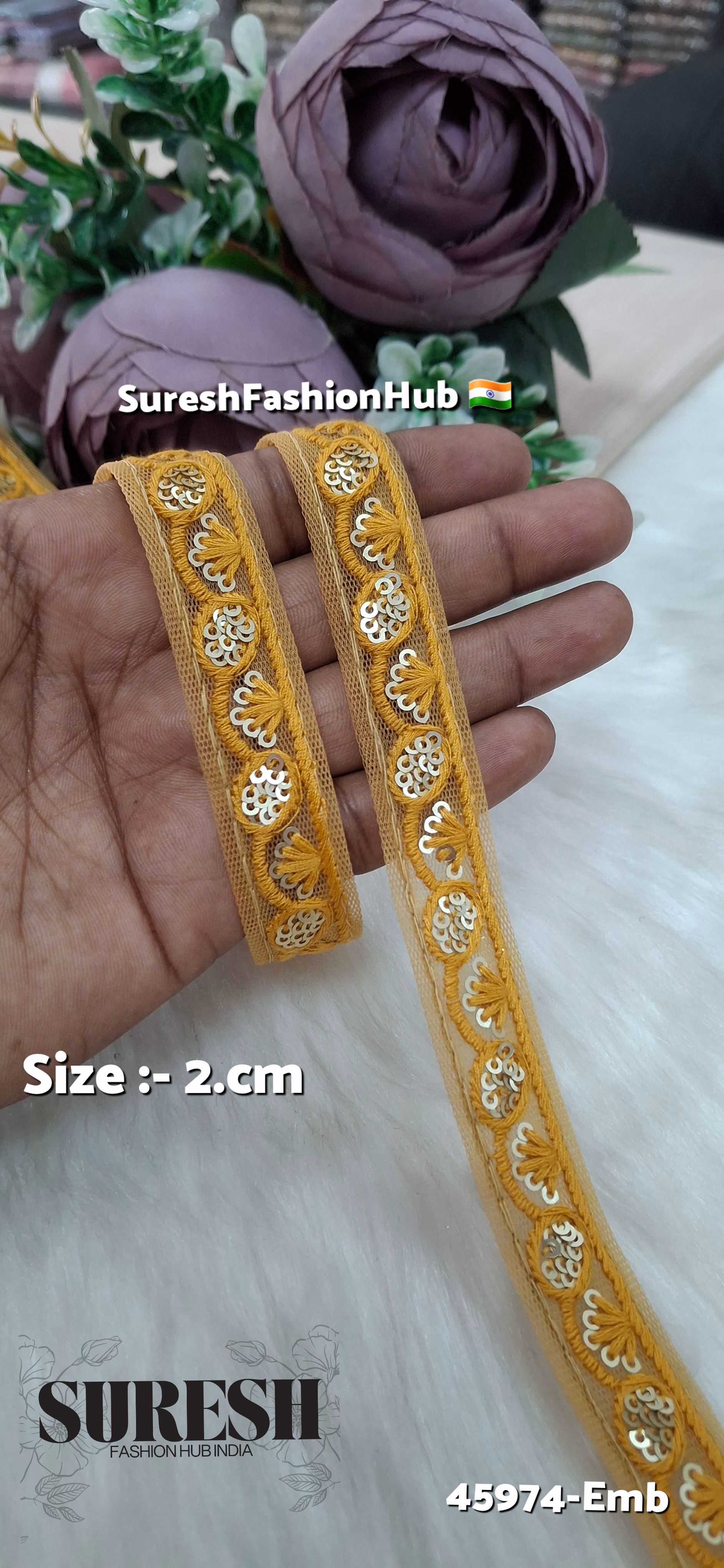 Mustard Tone-on-Tone Embroidery Lace