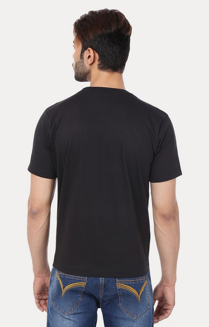 Men's Black Cotton Solid Regular T-Shirts