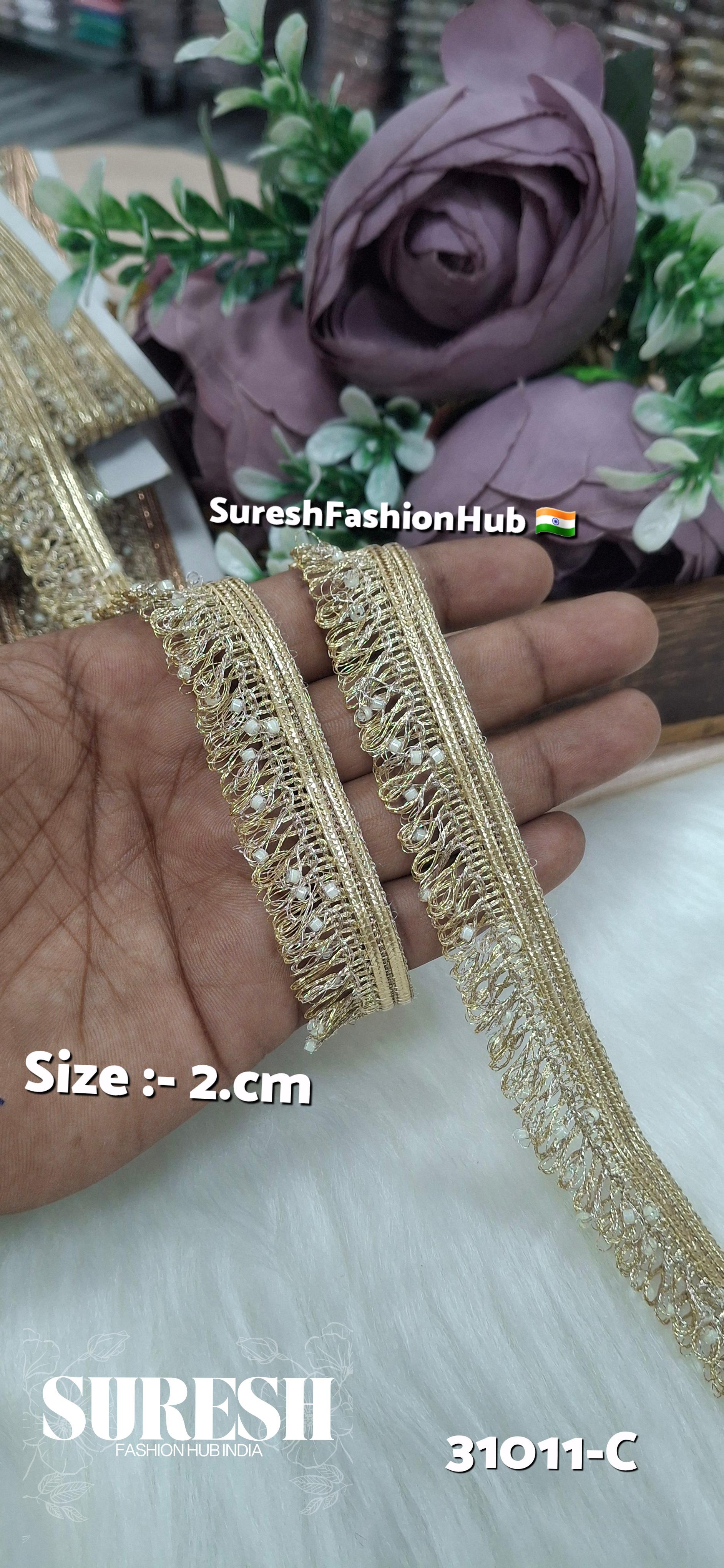 Pearl Beaded Zari Fringe Lace