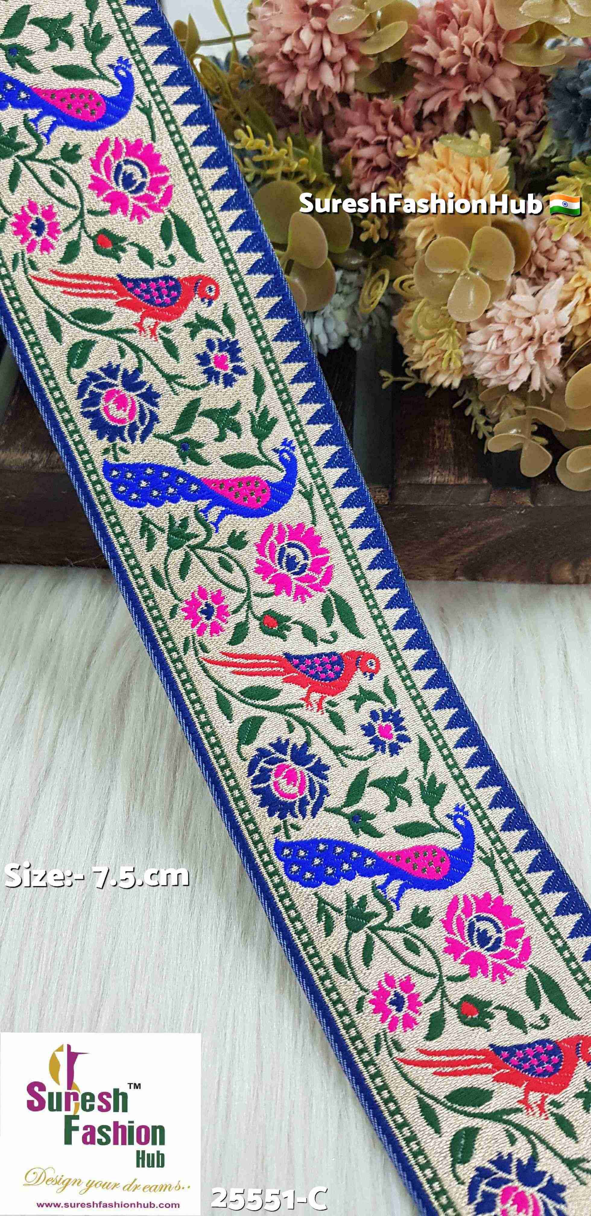 Peacock & Parrot Banarasi Navy Blue Lace
