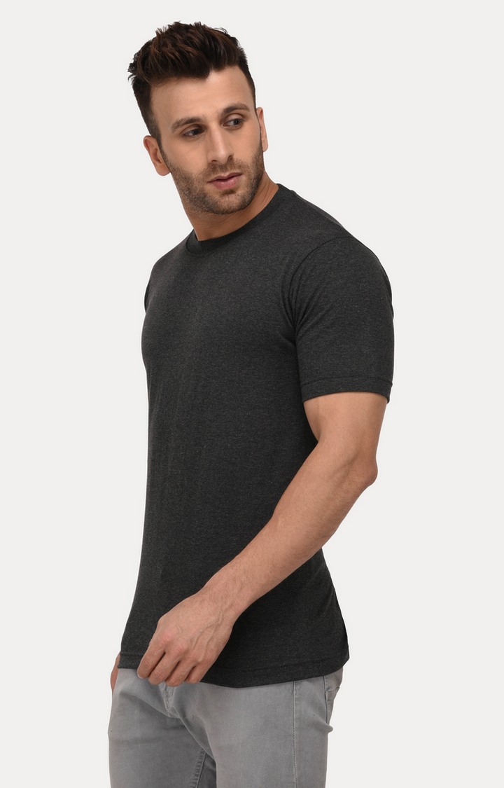 Men's Grey Cotton Melange Regular T-Shirts