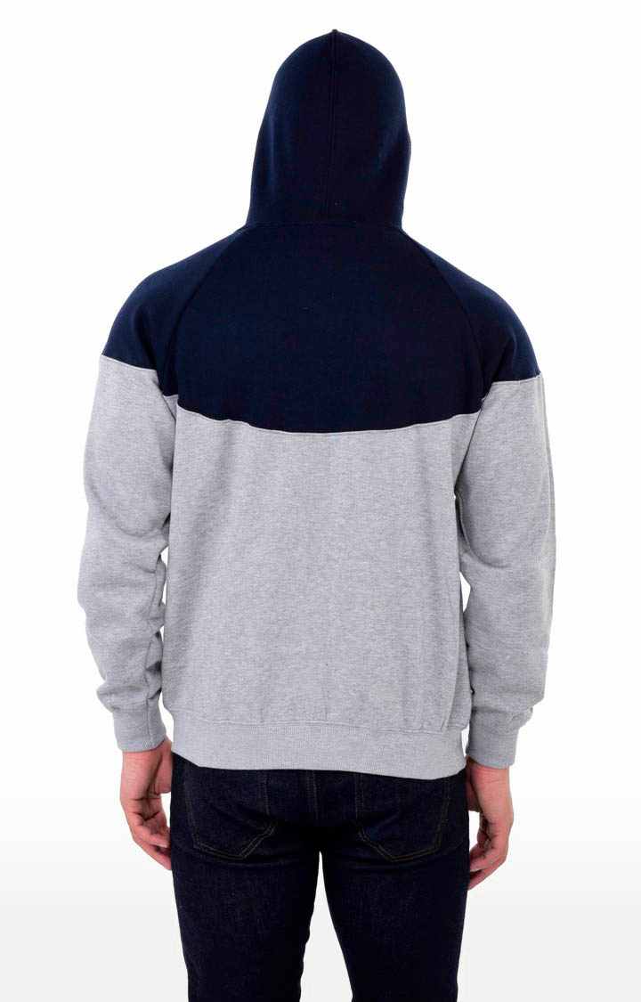 Men's Blue Polycotton Colourblock Hoodies