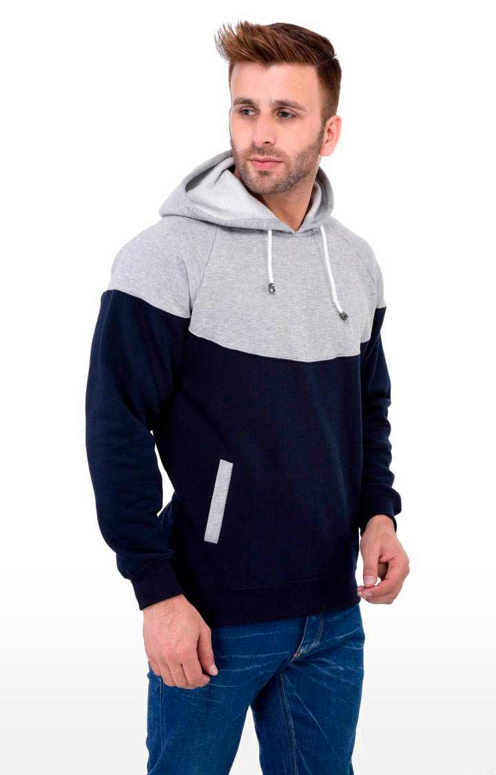 Men's Grey Polycotton Colourblock Hoodies