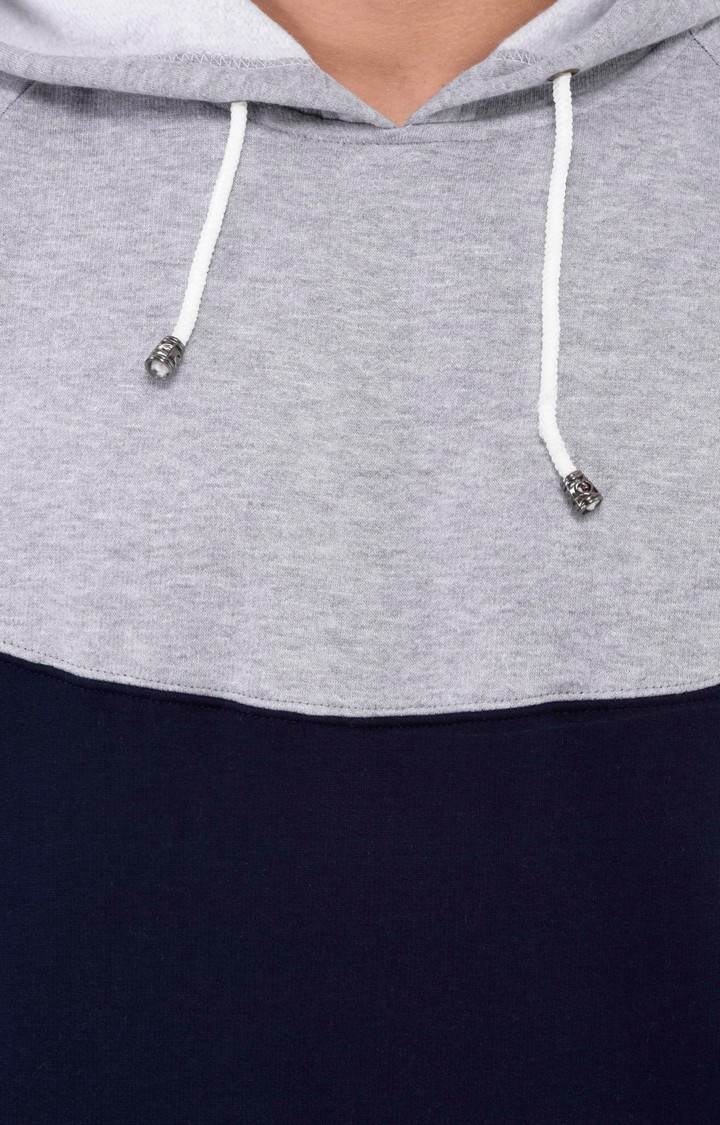 Men's Grey Polycotton Colourblock Hoodies