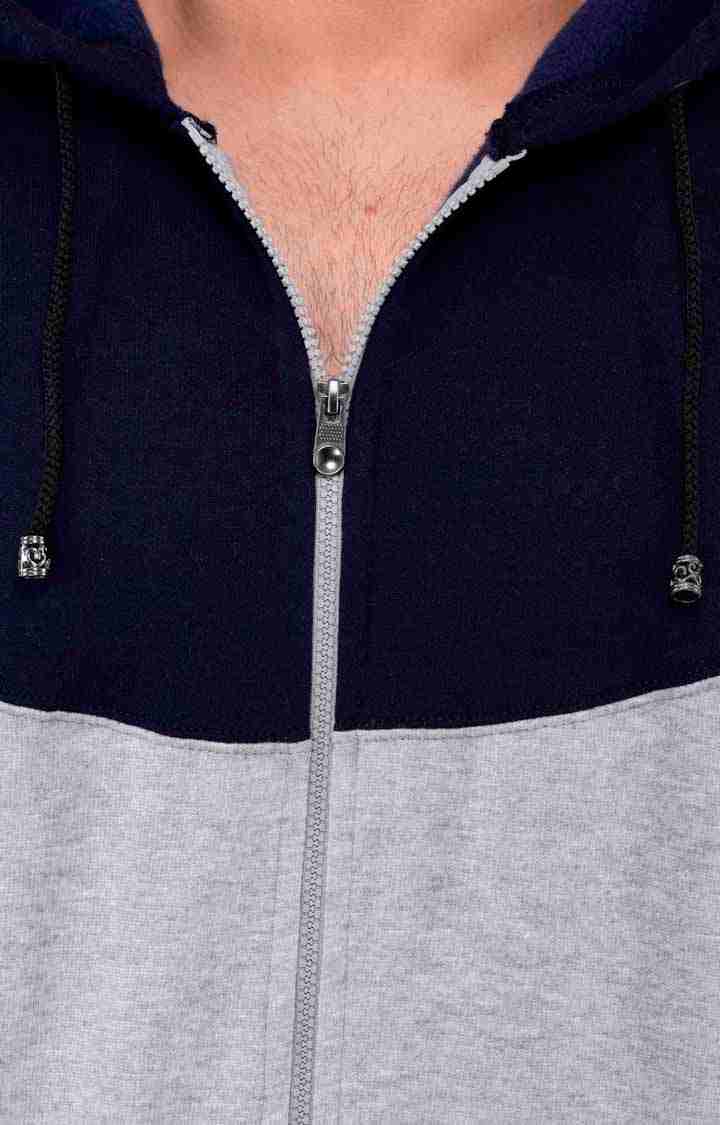 Men's Blue Polycotton Colourblock Hoodies