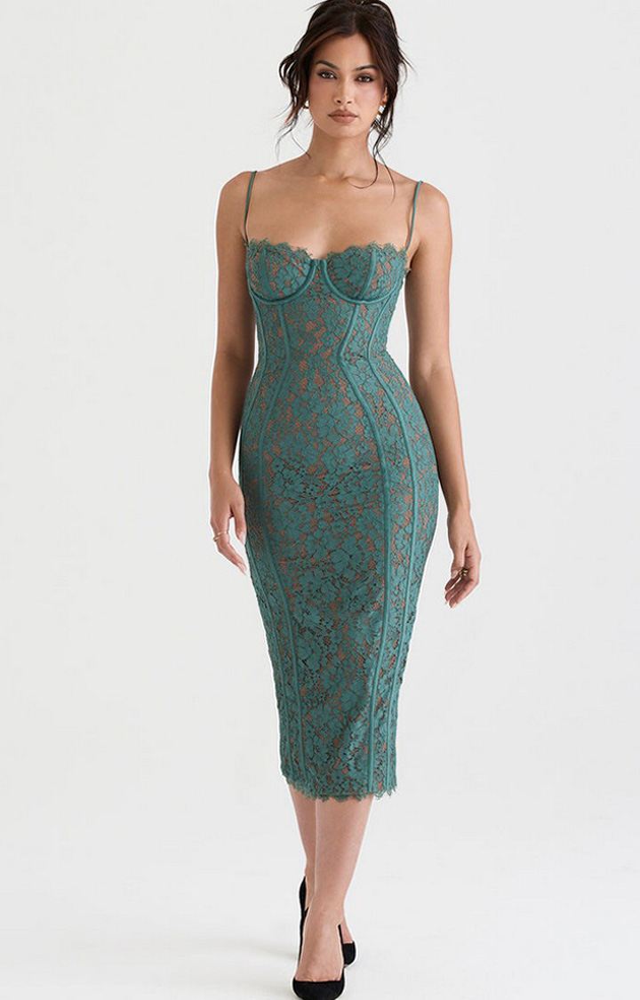 Women's Green Glitzy Bodycon Dress