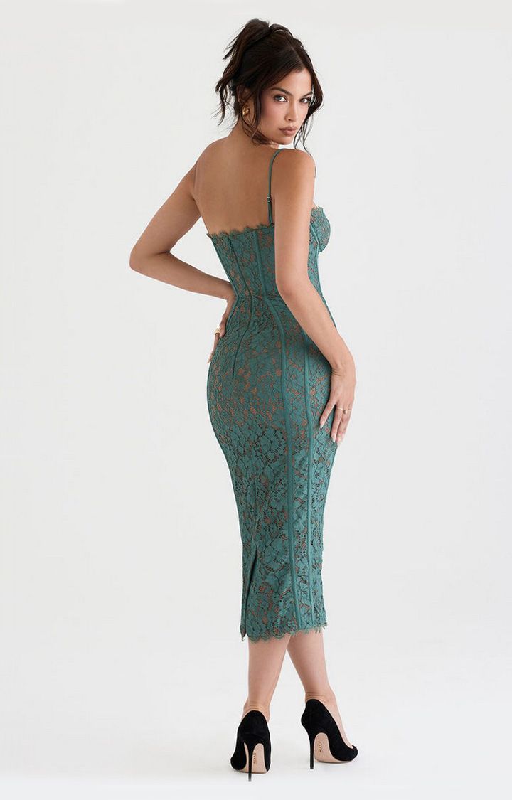 Women's Green Glitzy Bodycon Dress