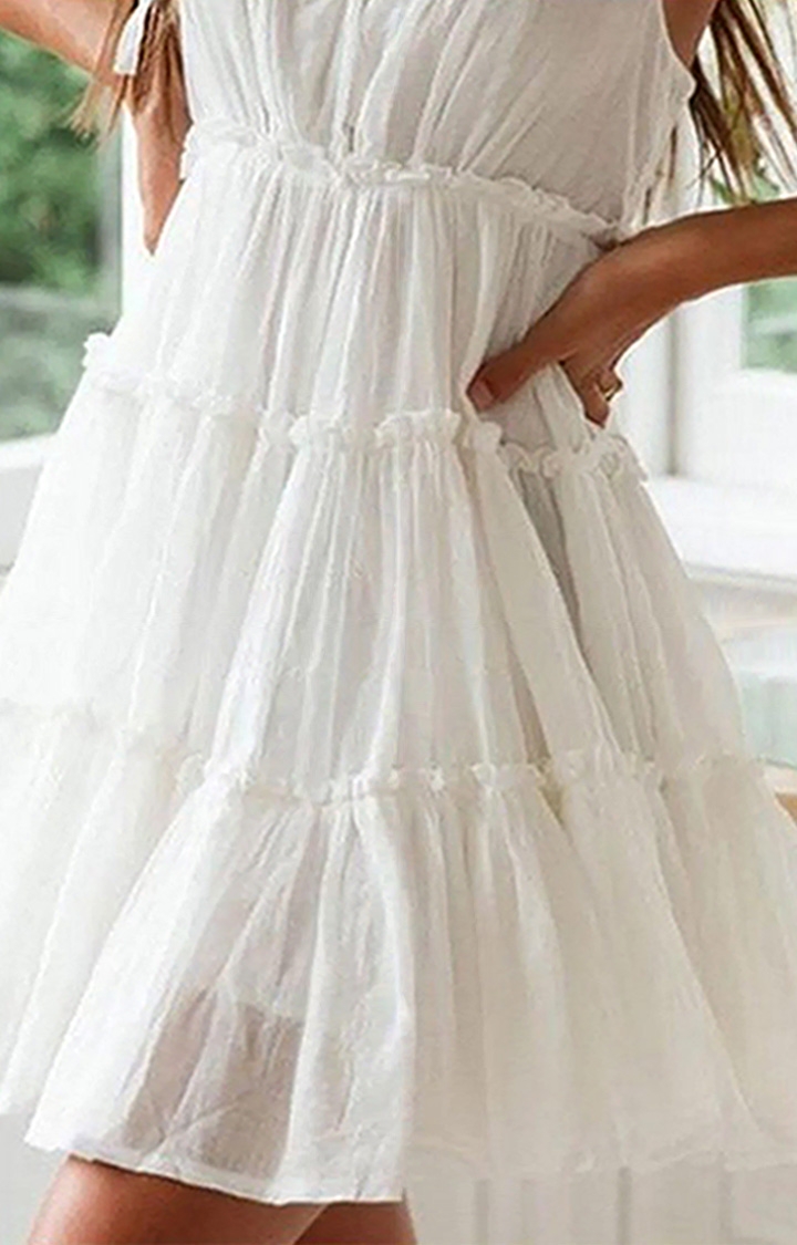 Women's White Natalia Tiered Dress