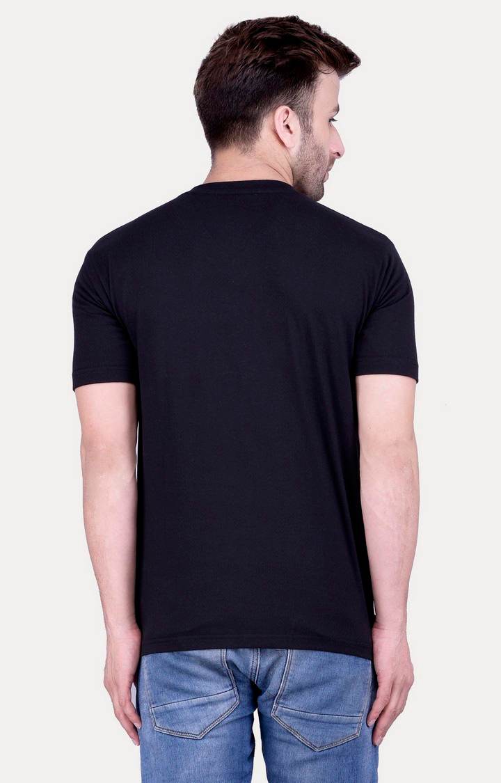 Men's Black Cotton Solid Regular T-Shirts