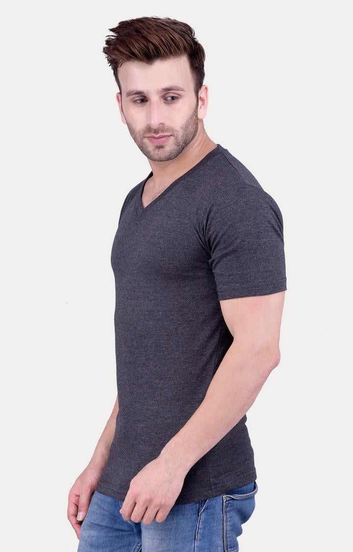 Men's Grey Cotton Melange Regular T-Shirts