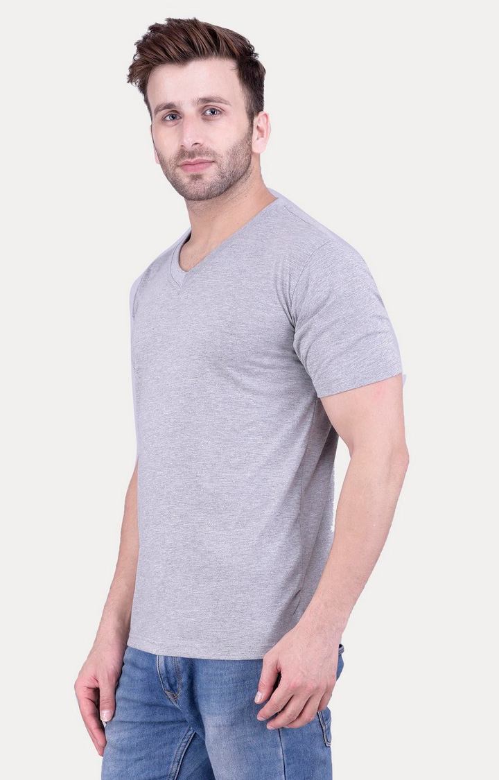 Men's Grey Cotton Melange Regular T-Shirts