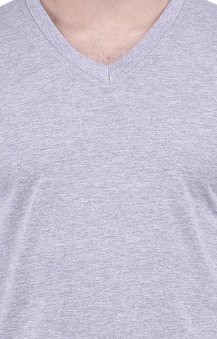 Men's Grey Cotton Melange Regular T-Shirts