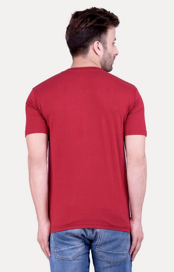 Men's Red Cotton Solid Regular T-Shirts