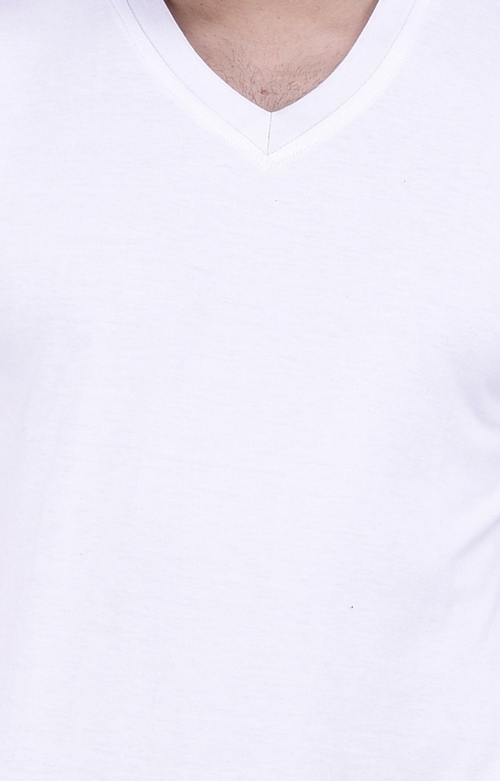Men's White Cotton Solid Regular T-Shirts
