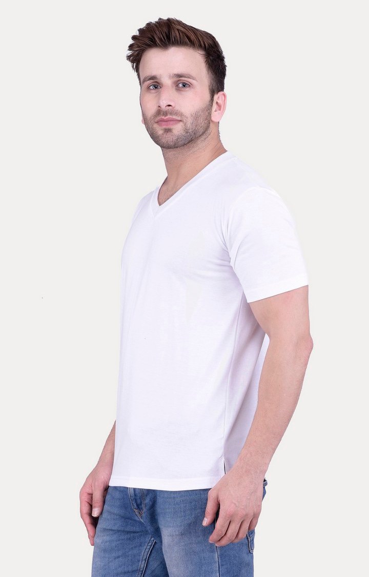 Men's White Cotton Solid Regular T-Shirts