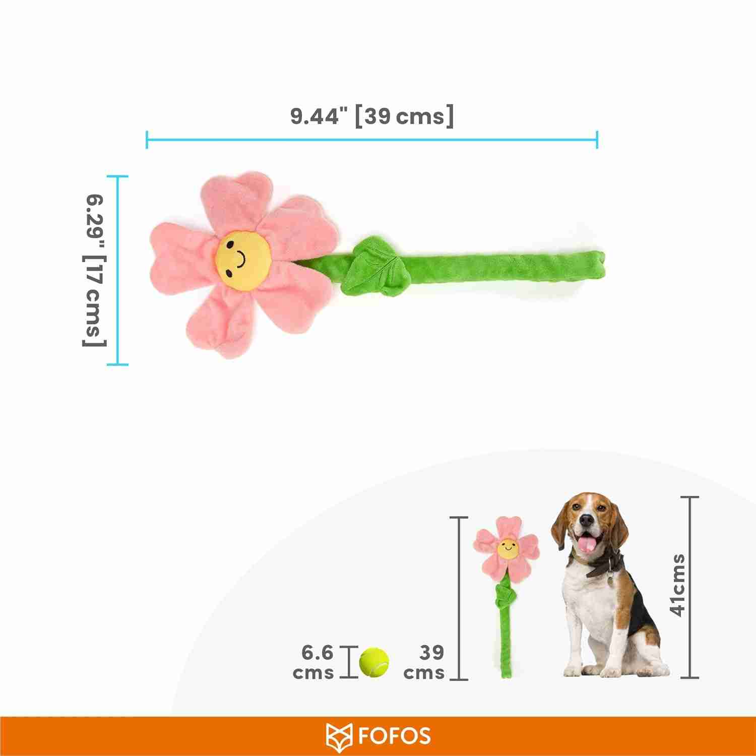 Barkbutler Fofos Pink Flower Crinkle Rope Toy for Dogs