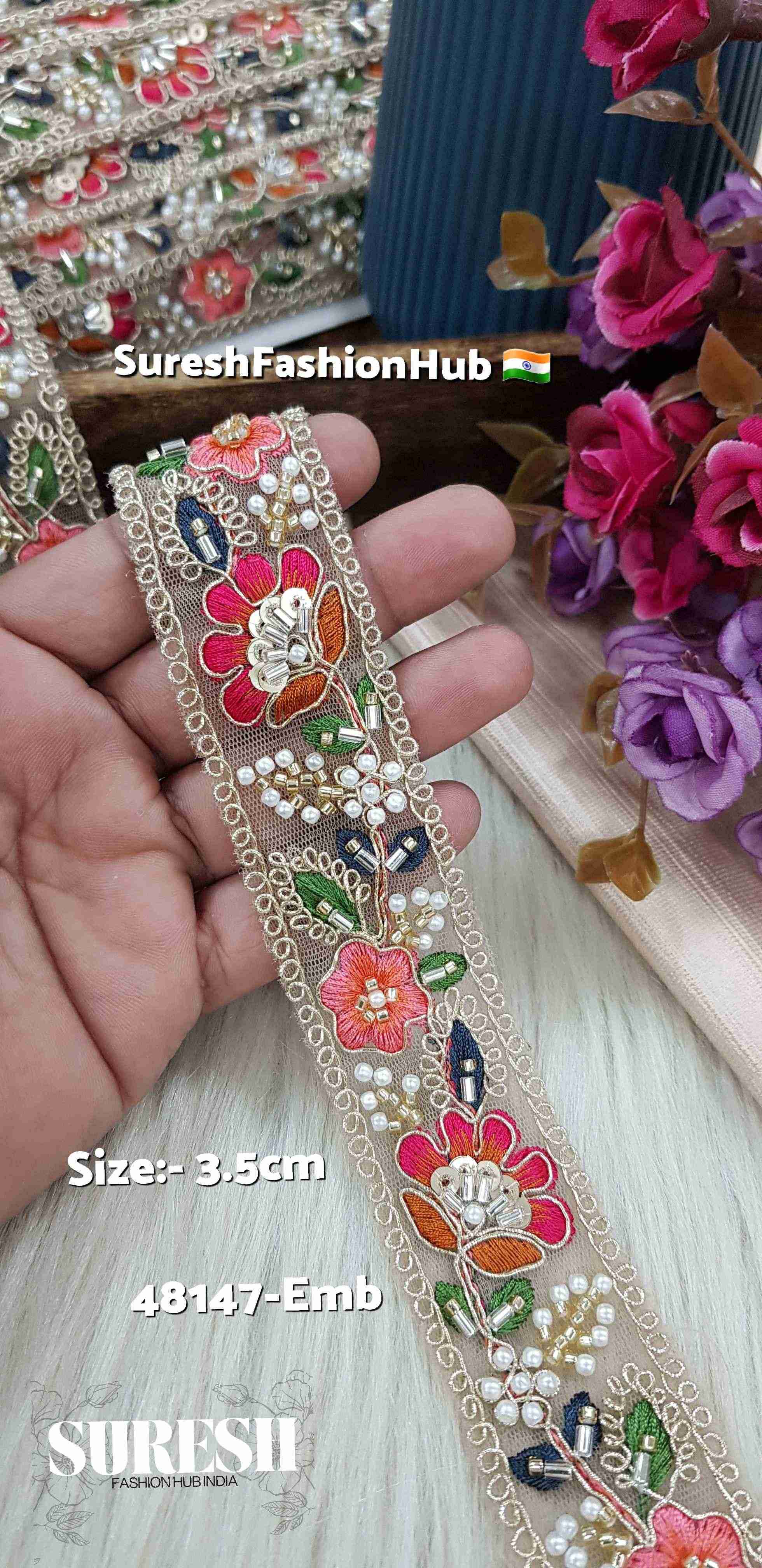 Ethereal Floral Threadwork Border
