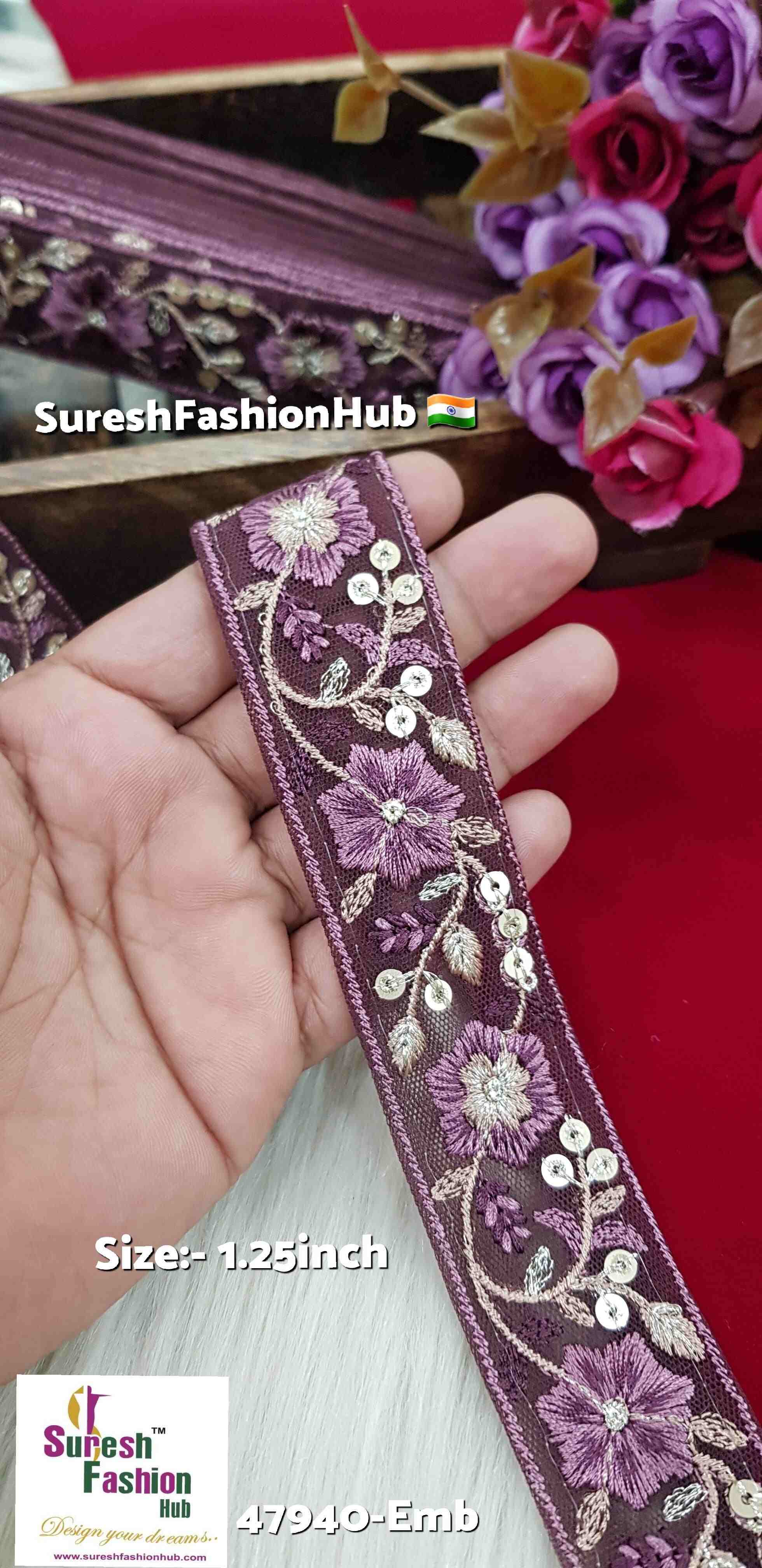 Plum Enchantment Floral Embroidery Lace