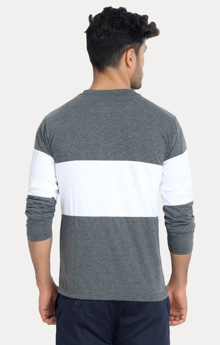 Weardo | Men's Grey Cotton Colourblock Regular T-Shirts 3