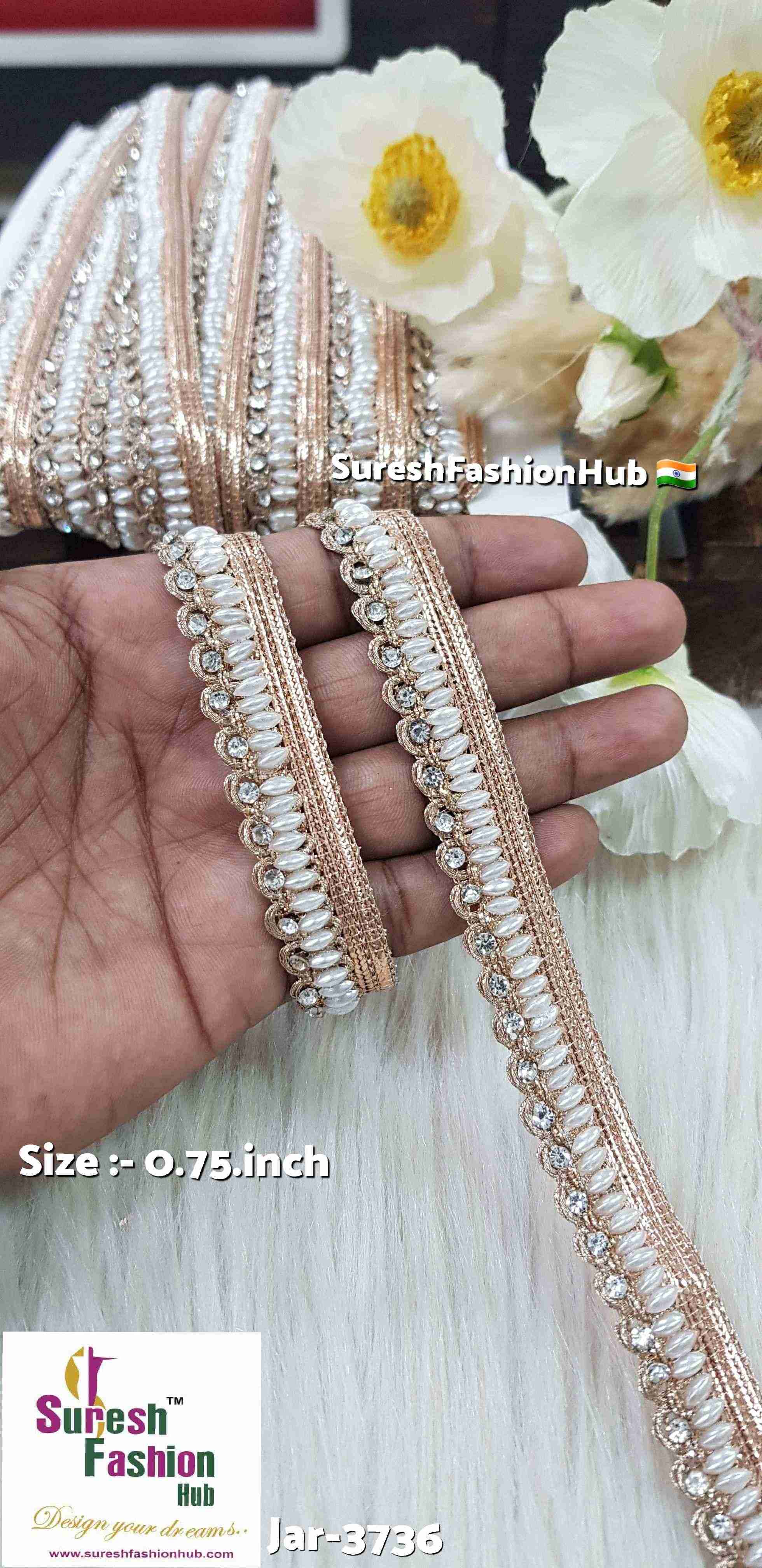 Certainly! Here are some ALT text suggestions that incorporate a variety of keywords to help improve your visibility on Google:  1. "Navratri Banarasi Laces - Traditional Indian Festive Laces" 2. "Golden Silver Banarasi Lace - Elegant Metallic Trims for Garments" 3. "Cutwork Banarasi Laces - Intricate Openwork Designs"