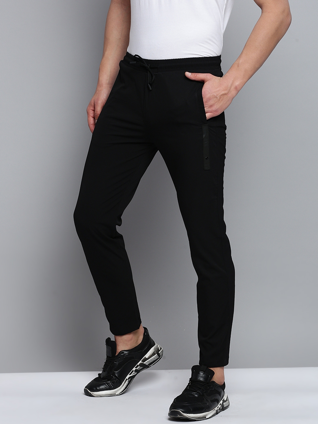 Showoff | SHOWOFF Men's Self Design Black Regular Fit Regular Track Pant 1