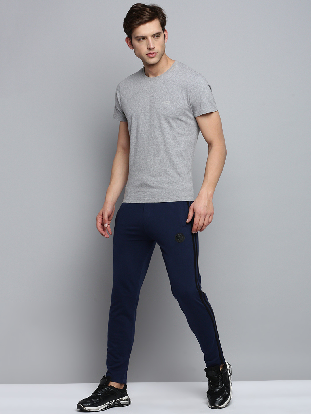 SHOWOFF Men's Solid Navy Blue Relaxed Fit Regular Track Pant