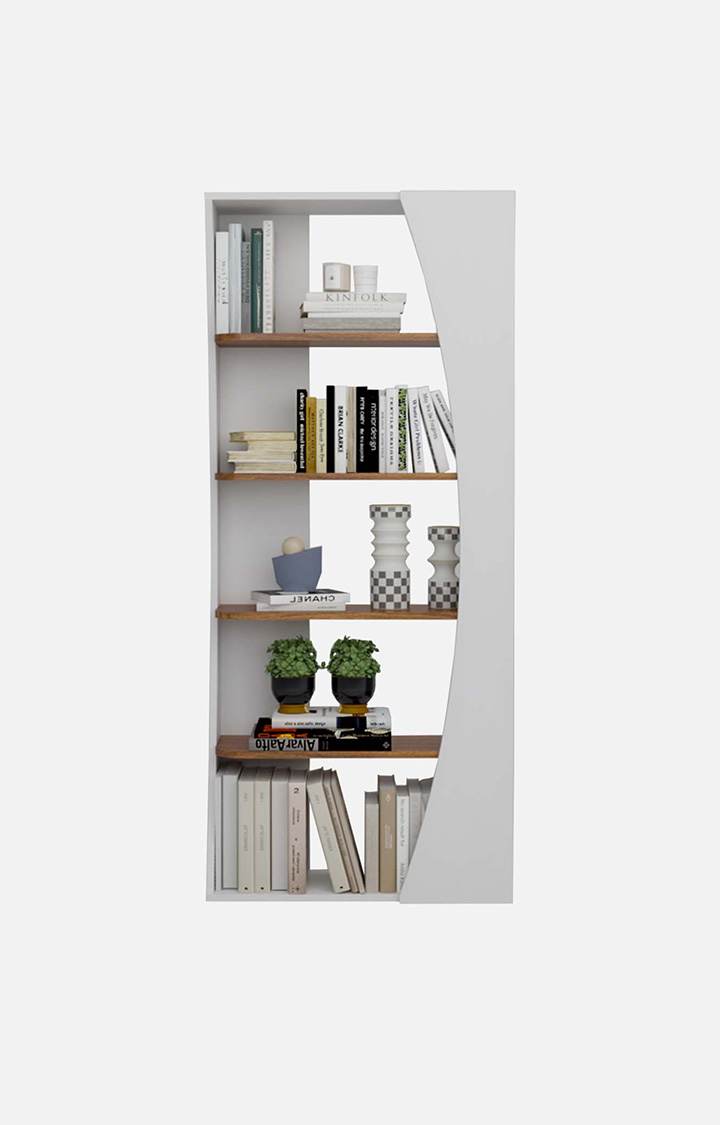 neudot Nikola Engineered Wood Bookshelf Cabinet Book Rack Organizer with 5 Shelves for Dcor Display Floor Standing for Home Library (Finish Color - Frosty White, Knock Down)