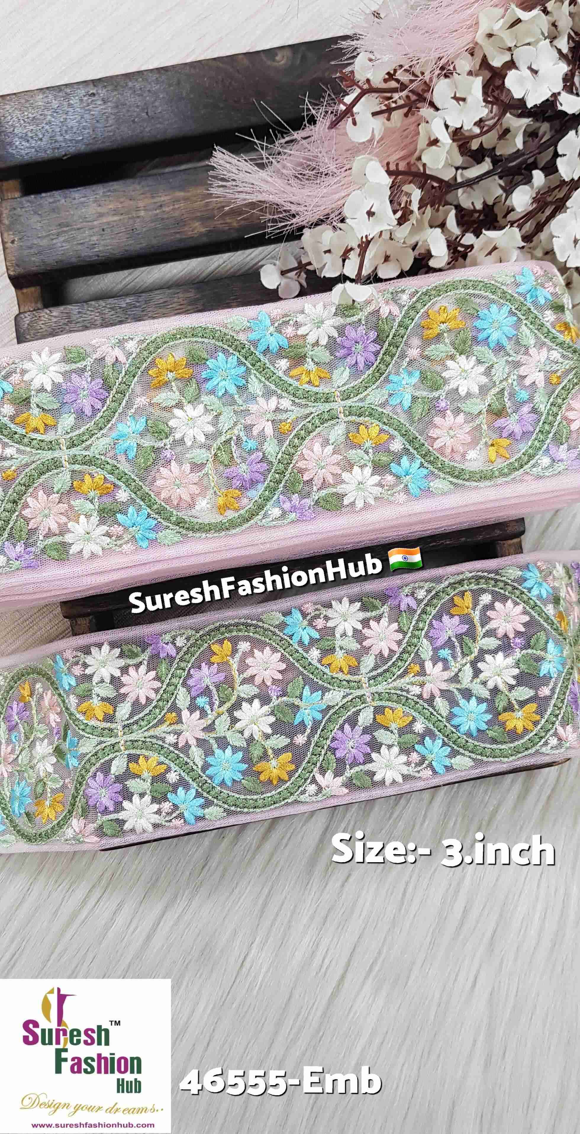 Delicate Floral Baby Pink Embroidery Lace