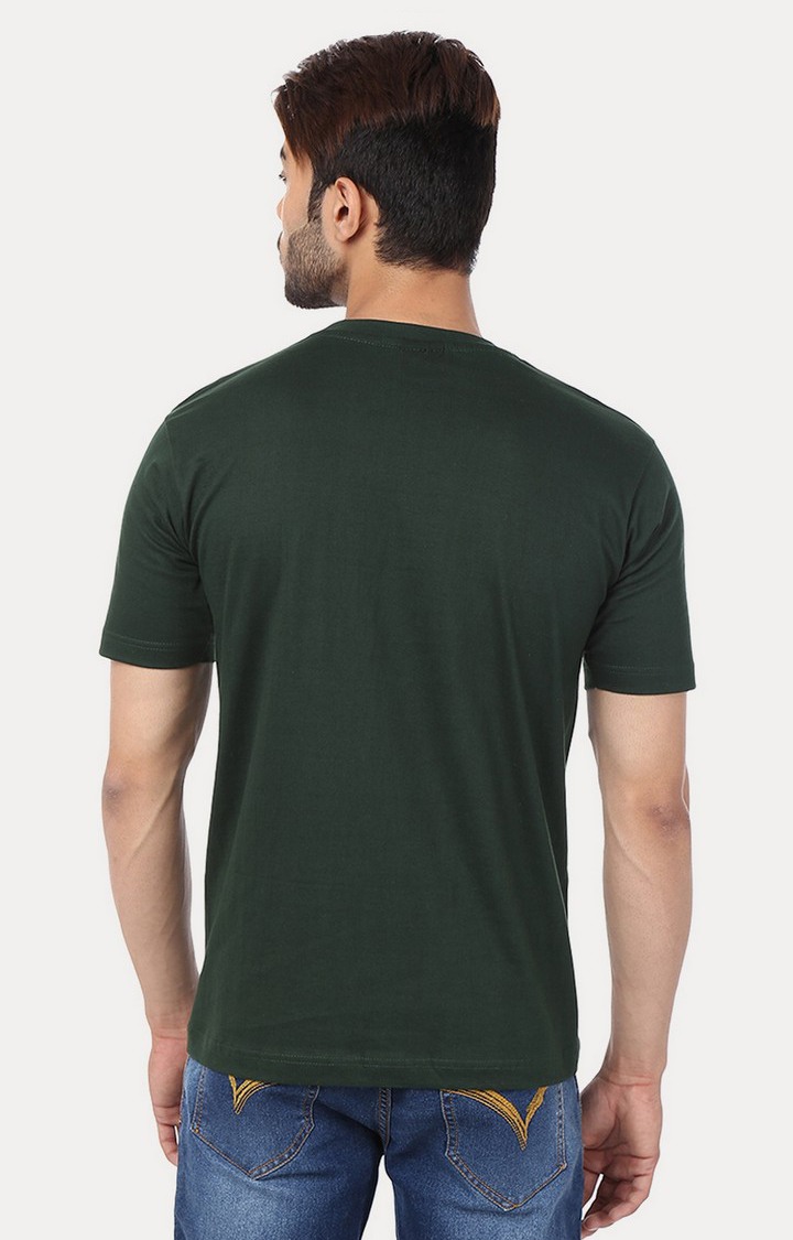 Men's Green Cotton Solid Regular T-Shirts