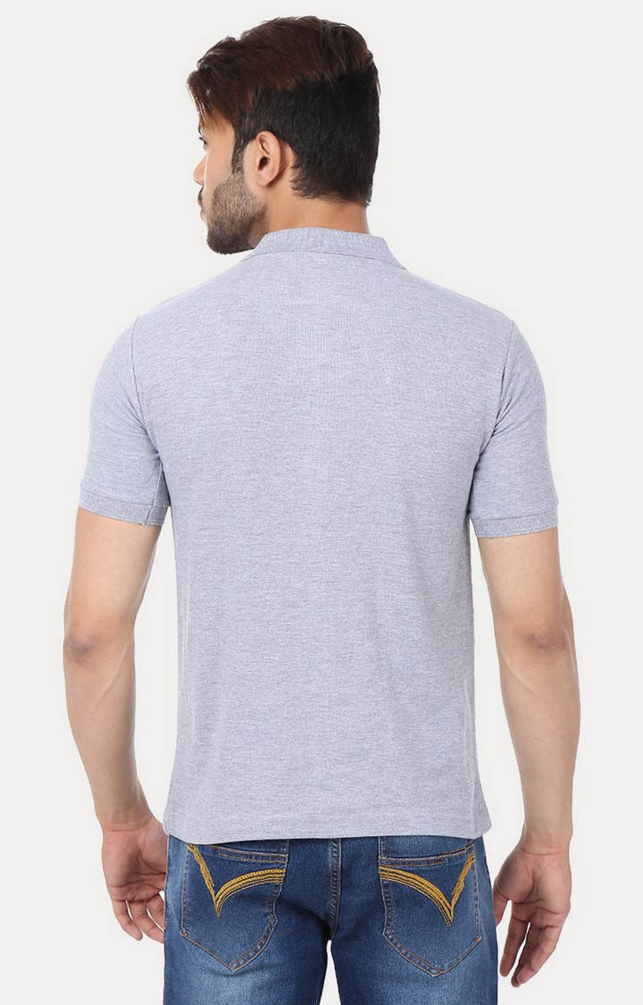 Men's Grey Cotton Melange Polos