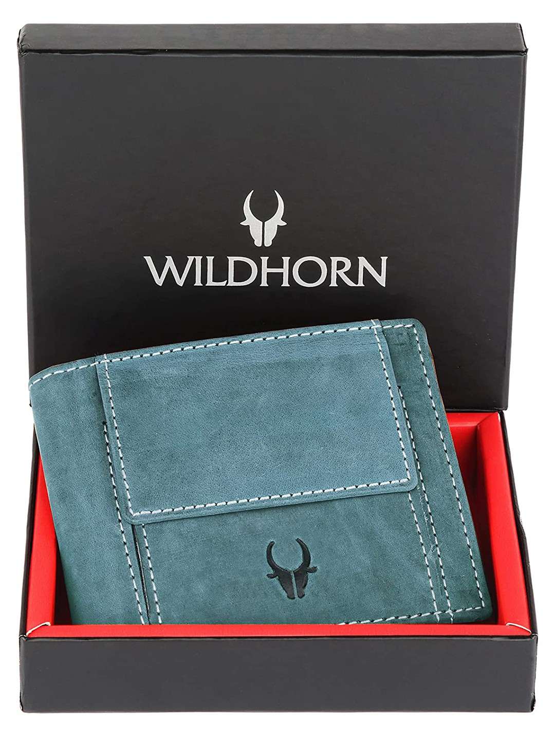 WildHorn Blue Top Grain Leather Wallet for Men