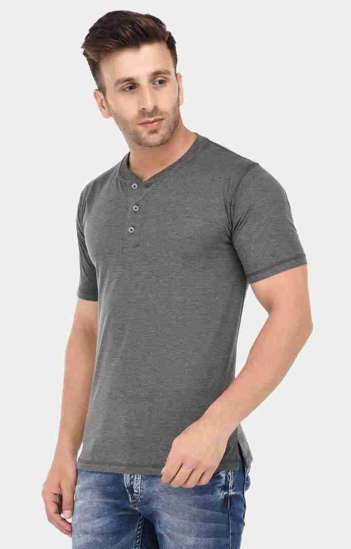 Men's Grey Cotton Melange Regular T-Shirts