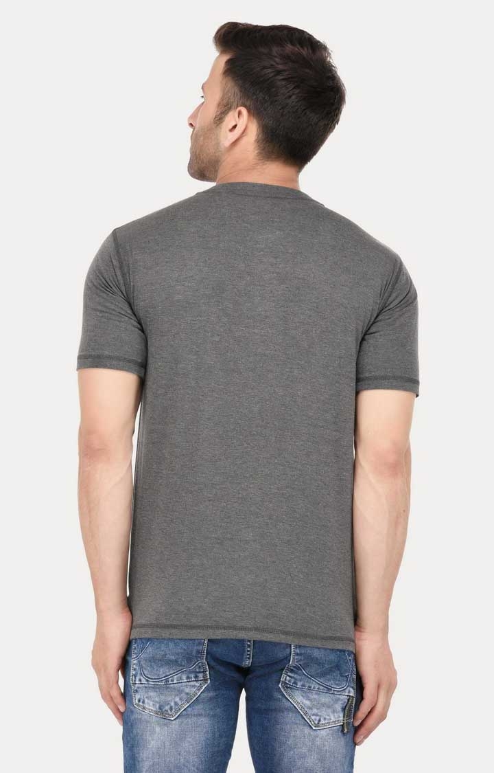 Men's Grey Cotton Melange Regular T-Shirts