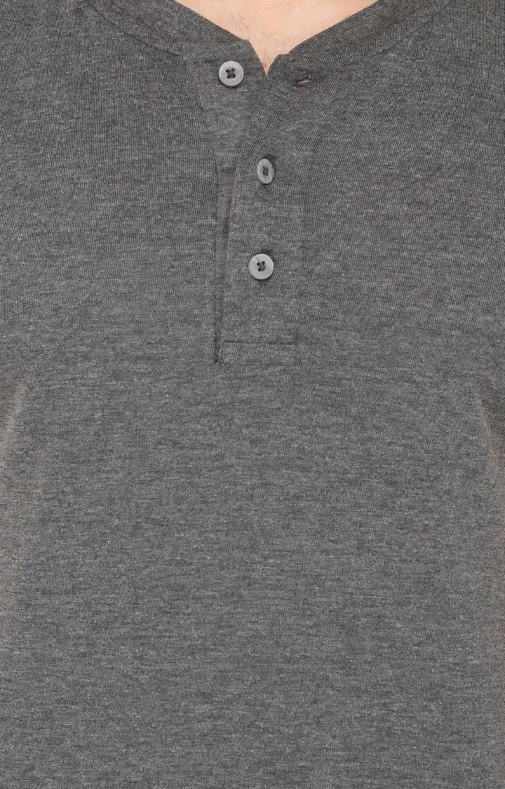 Men's Grey Cotton Melange Regular T-Shirts