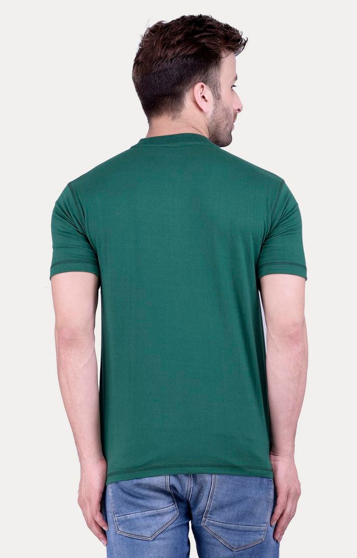 Men's Green Cotton Solid Regular T-Shirts