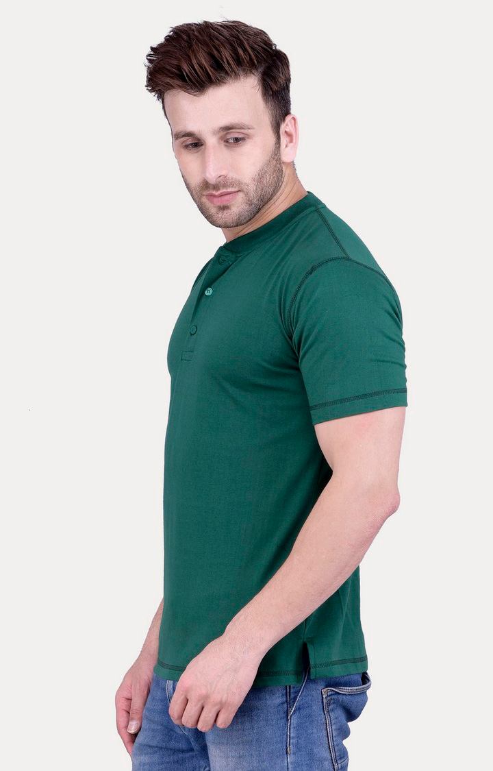 Men's Green Cotton Solid Regular T-Shirts