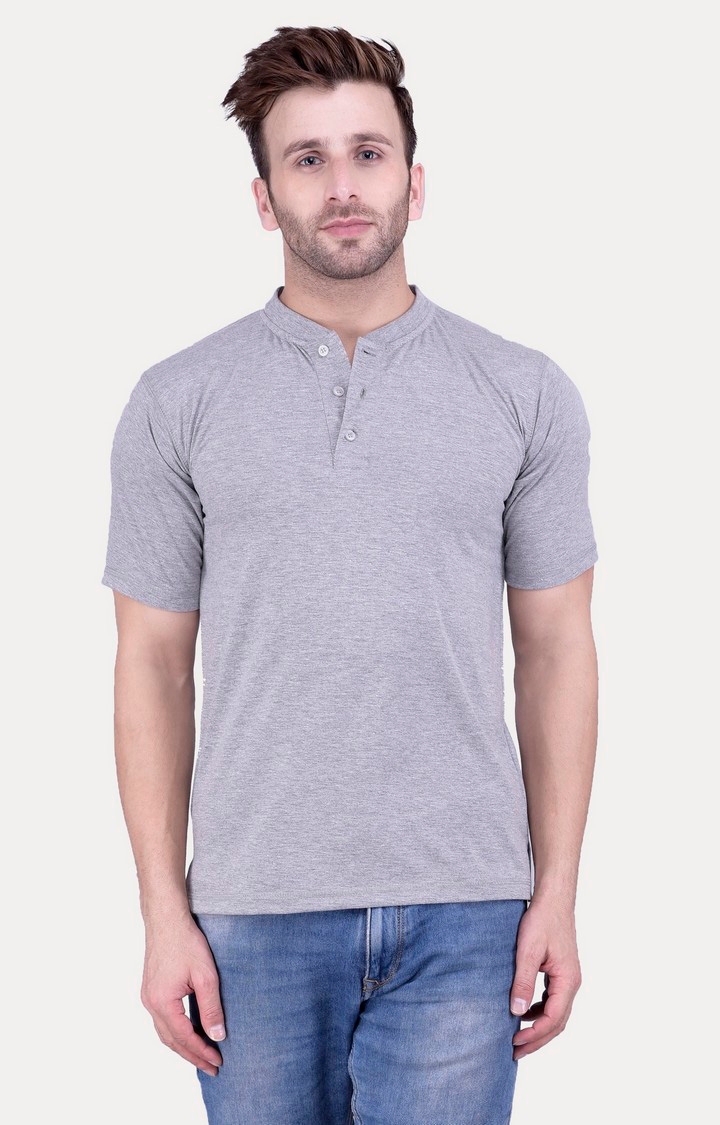 Weardo | Men's Grey Cotton Melange Regular T-Shirts