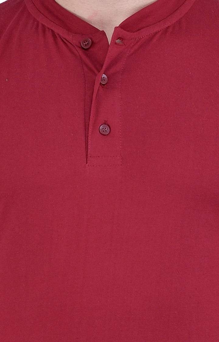 Men's Red Cotton Solid Regular T-Shirts