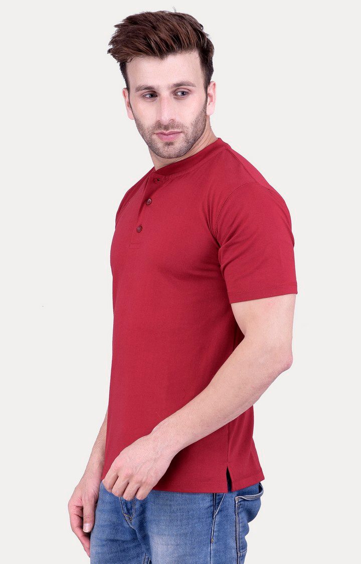 Men's Red Cotton Solid Regular T-Shirts