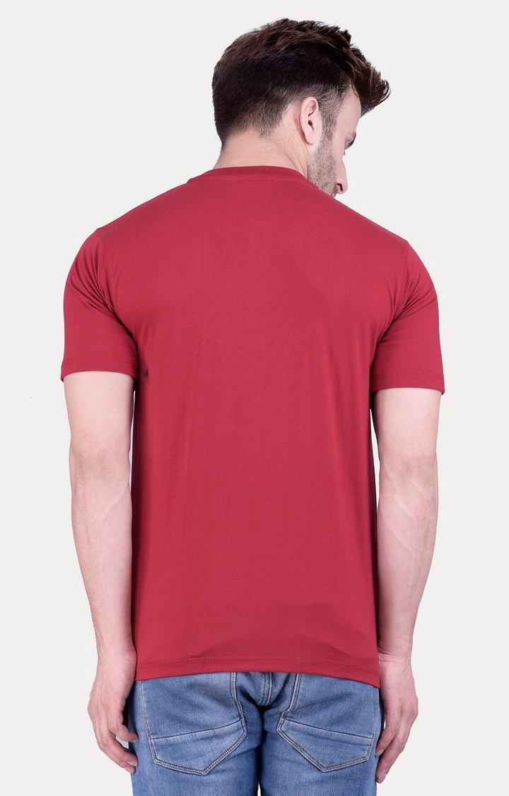 Men's Red Cotton Solid Regular T-Shirts