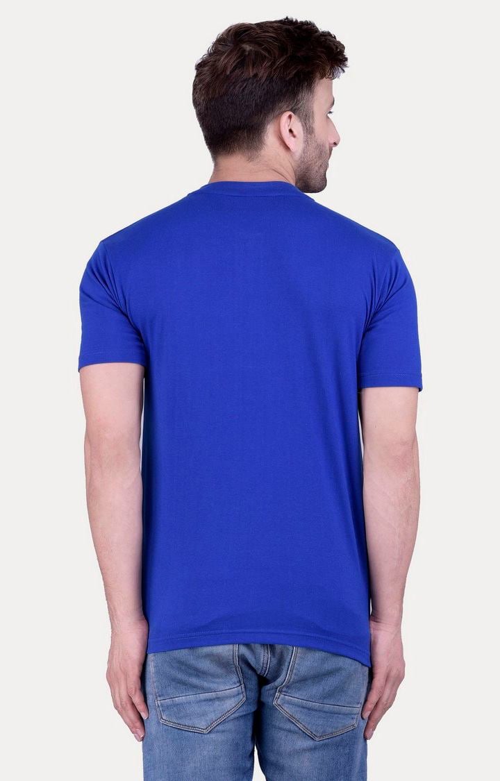 Men's Blue Cotton Solid Regular T-Shirts