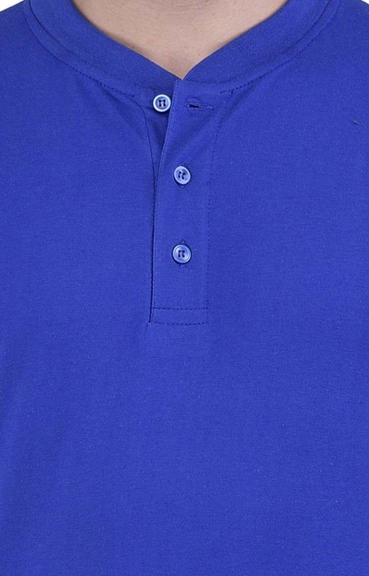 Men's Blue Cotton Solid Regular T-Shirts