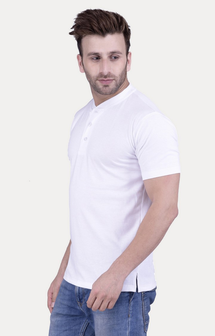 Men's White Cotton Solid Regular T-Shirts