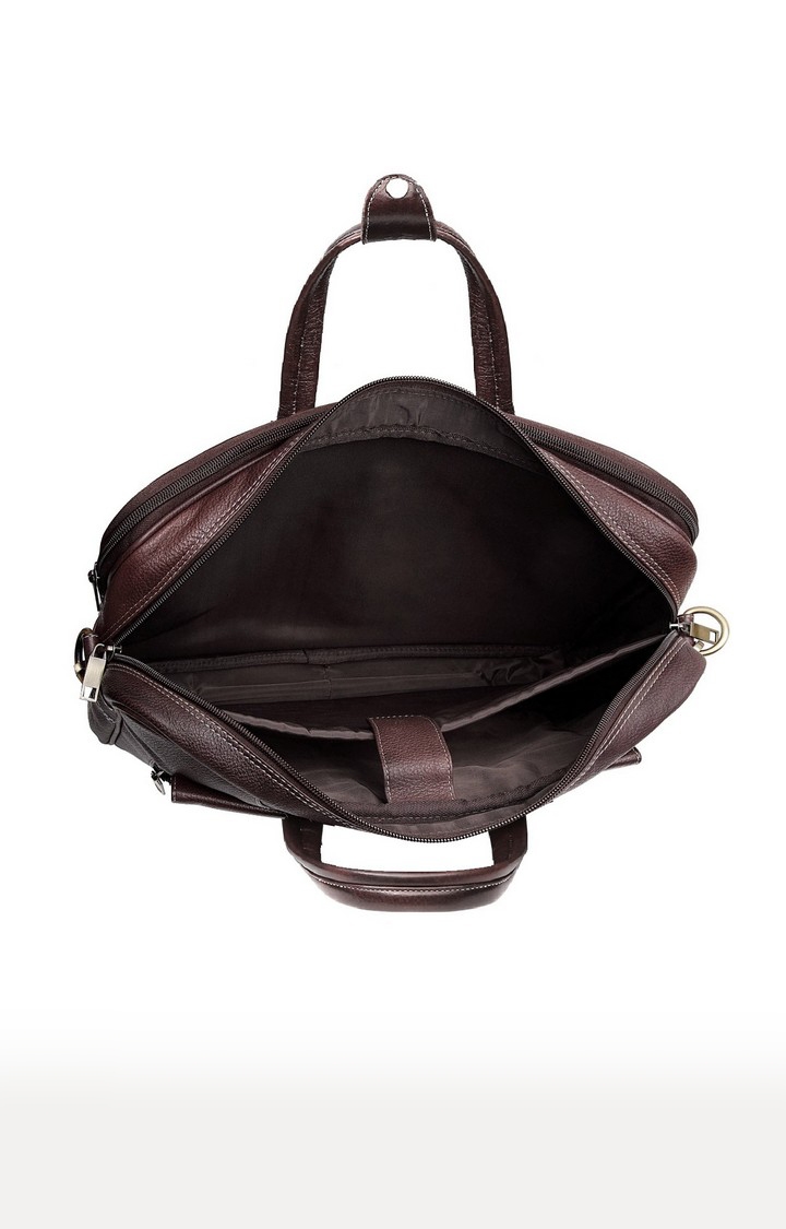 WildHorn | WildHorn 100% Genuine Leather Brown Laptop Bag for Men  3